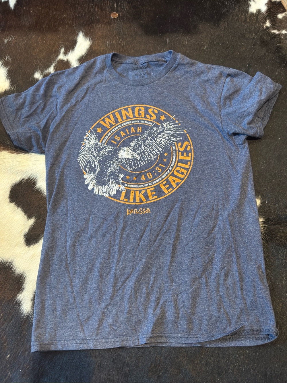 Men’s Blue Graphic Tee - Wings Like Eagles